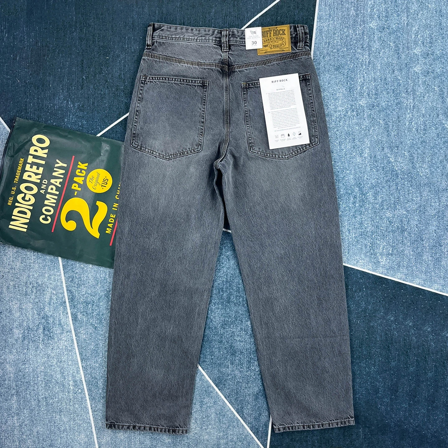 

393 # 2026 Осенние новые американские ретро дымчато-серые джинсы, мужские потертые старые тяжелые повседневные свободные прямые брюки из 100% хлопка