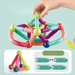 Assembled Magnetic Building Blocks Cube Set Early Education Toys Brain Development Puzzle for Baby  Creative Magnetic Rod Toy