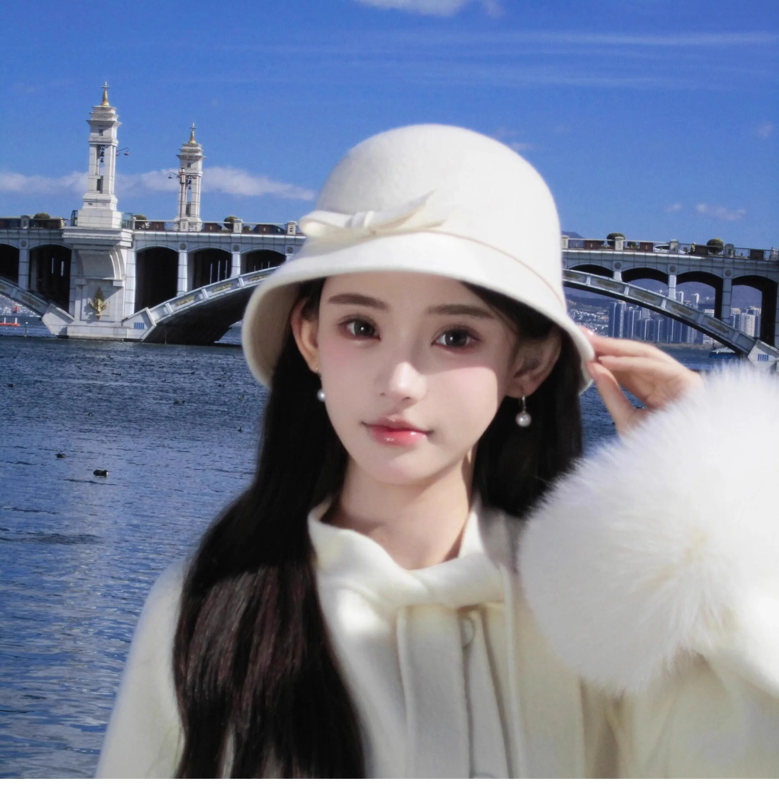 우아한 오드리 헵번 스타일 울 펠트 버킷 햇 - 프렌치 시크 샤넬 스타일 여성용 페도라 가을 겨울용