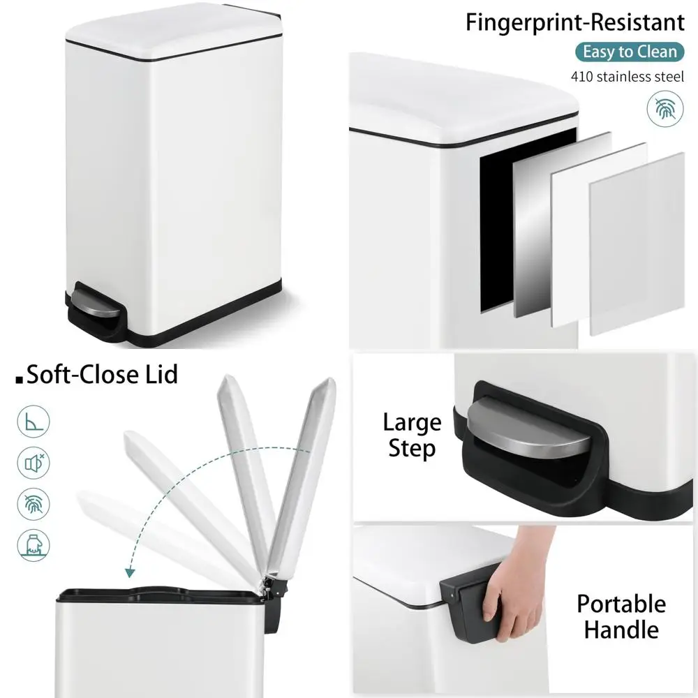 

Large 50L Stainless Steel Kitchen Trash Can with Lid, Slim Design, Step Trash Bin for Garbage Disposal, Ideal for Kitchen Use