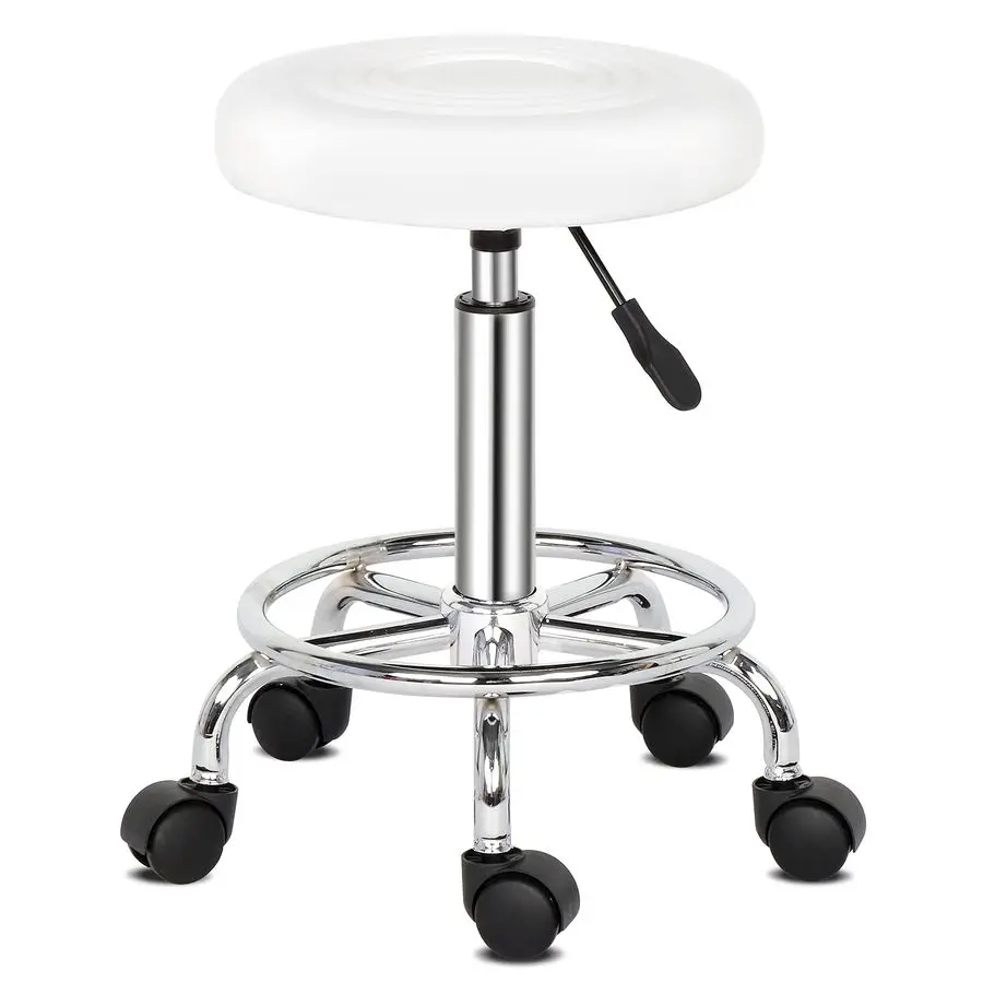 

Round Bar Stool with Lines Rotation Counter Adjustable Height, Modern Bar Stools 360 Swivel PU Leather Armless Bar Chair
