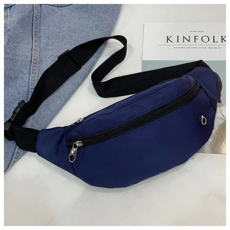 Riñonera de nailon con cremallera para hombre y mujer, bolso de cintura informal, ligero y ajustable, multifunción, Unisex