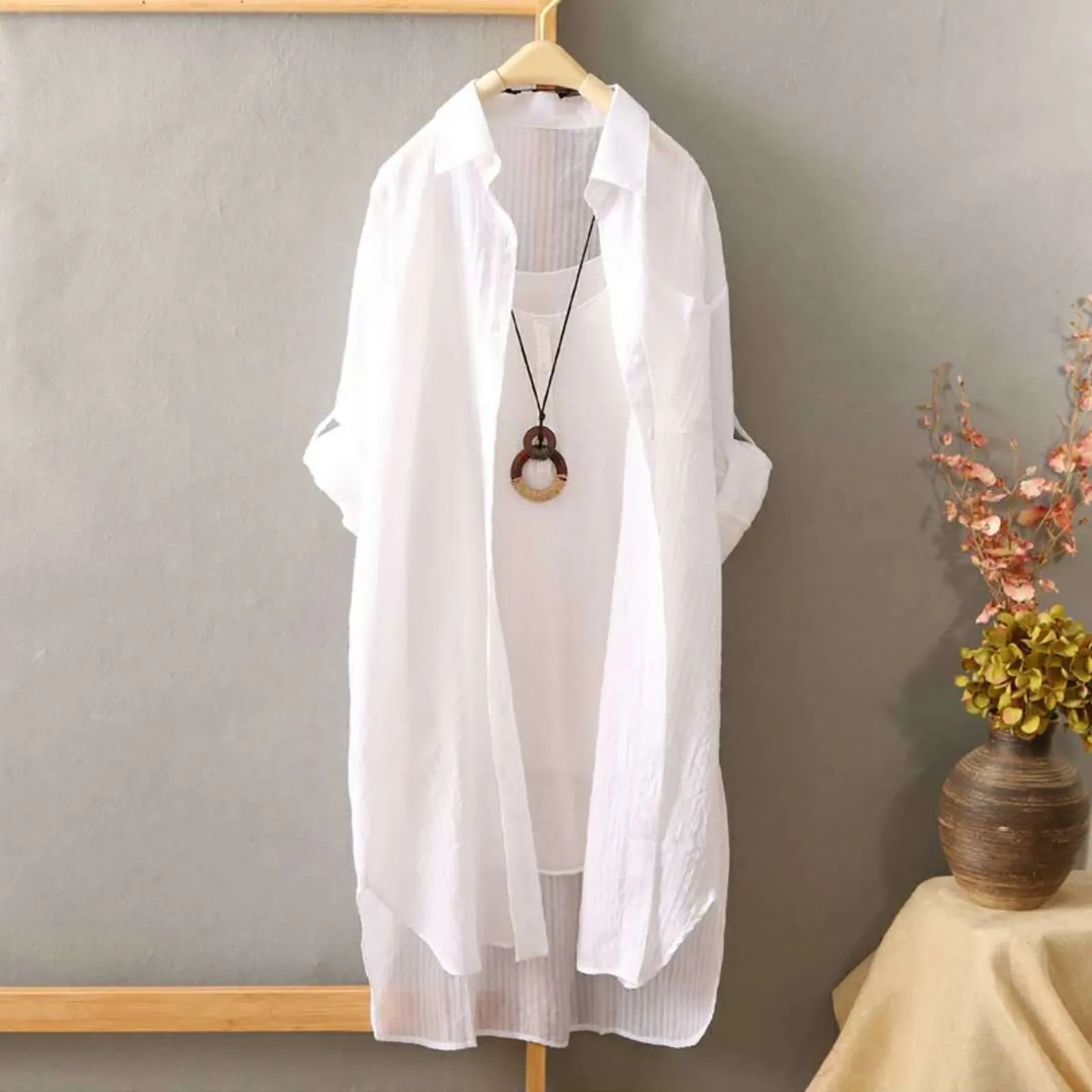 Cotton Casual White Long Blouse Women 2024 Autumn Women Long Sleeve Solid Shirts Blouse High Quality Loose Female Blouse Tops