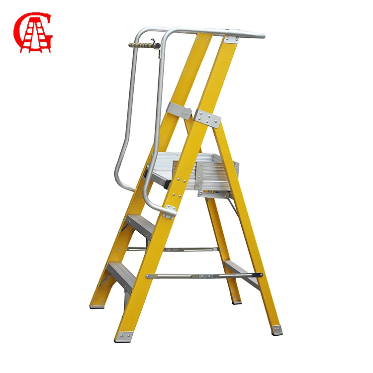 Professional FRP Insulated Step Ladder Fiberglass Platform Ladder with Handrail for Industrial Engineering Maintenance