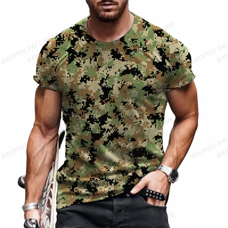 Men\'s Camo T-shirt Camouflage 3D Print Tshirt Men Fashion O-Neck Short Sleeve Tshirt Outdoors T shirt Sportwear Tops Tee Fitness