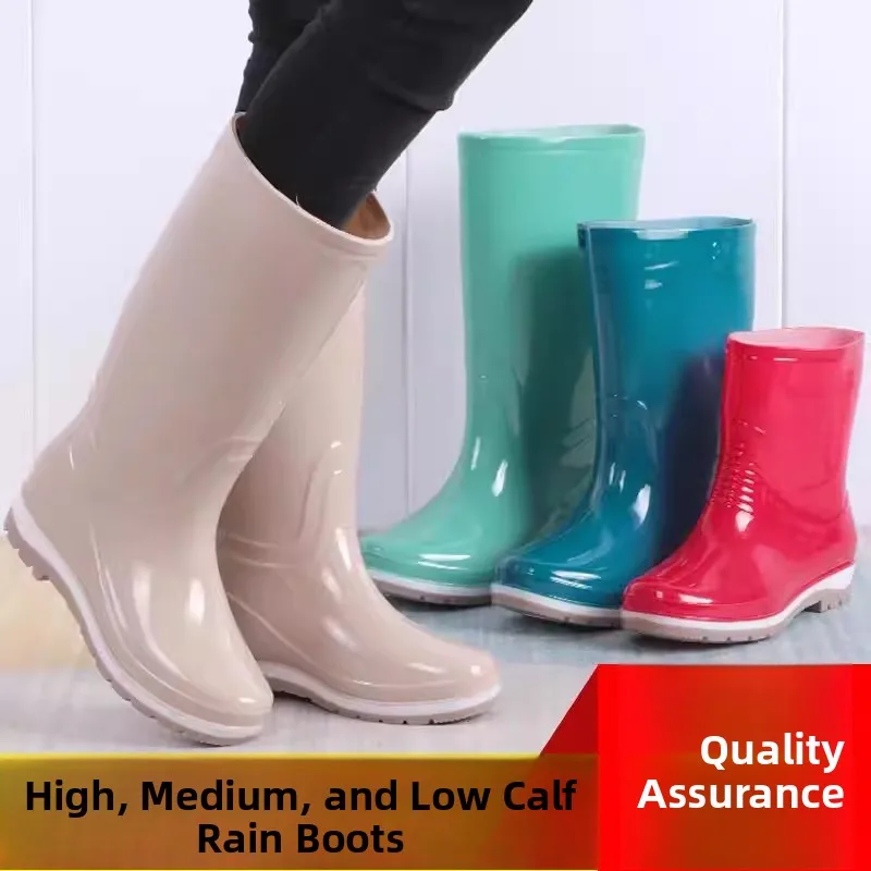 

Корейские женские модные водонепроницаемые сапоги-дождевики: высокие, средние и низкие модели, нескользящие, для защиты от воды