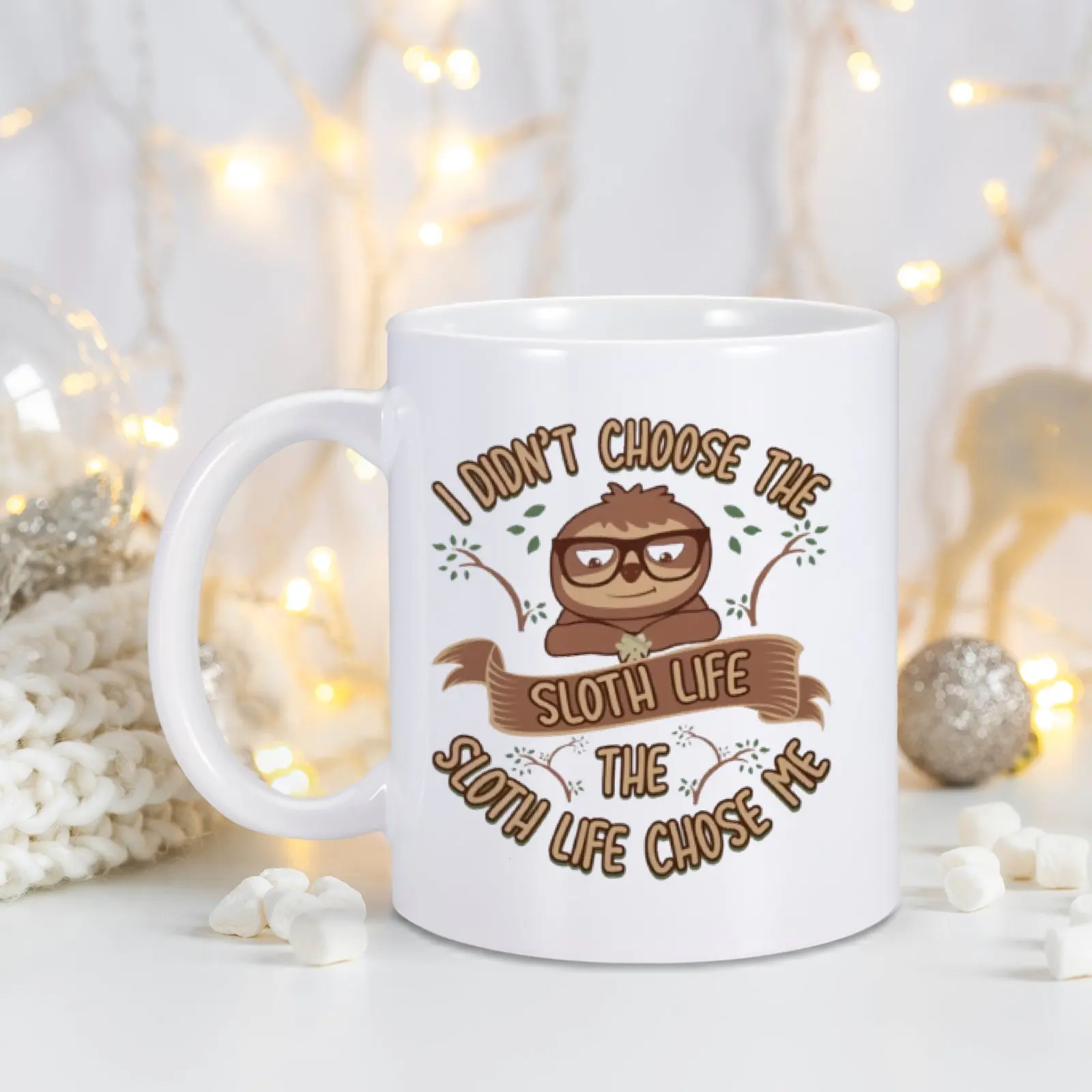 Funny Sloth Ceramic Coffee Mug I Didn't Choose Sloth Life The Sloth Life Choose Me Cup Gift for Lazy Person Coworker Friends