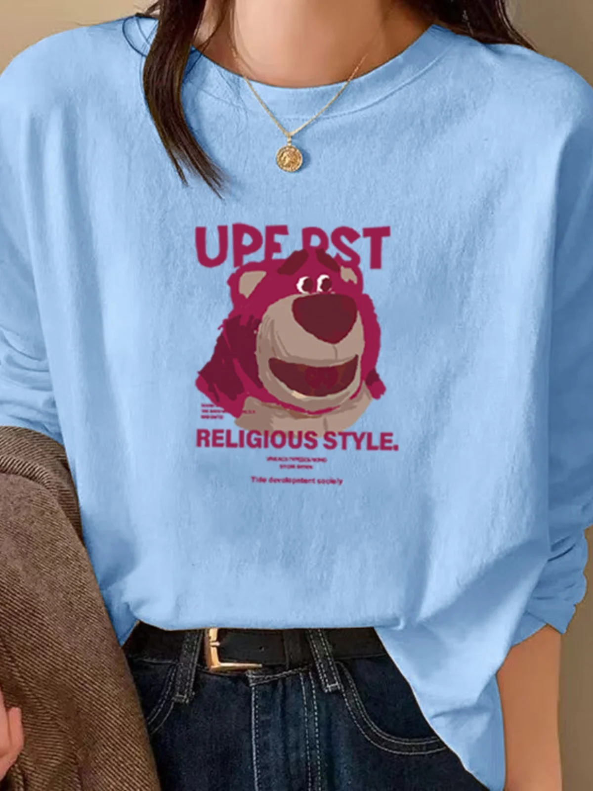 Maglietta Lunga e Larga da Donna Taglie Forti, Stile Coreano, con Stampa Primaverile, per il Lavoro, Moda Creativa