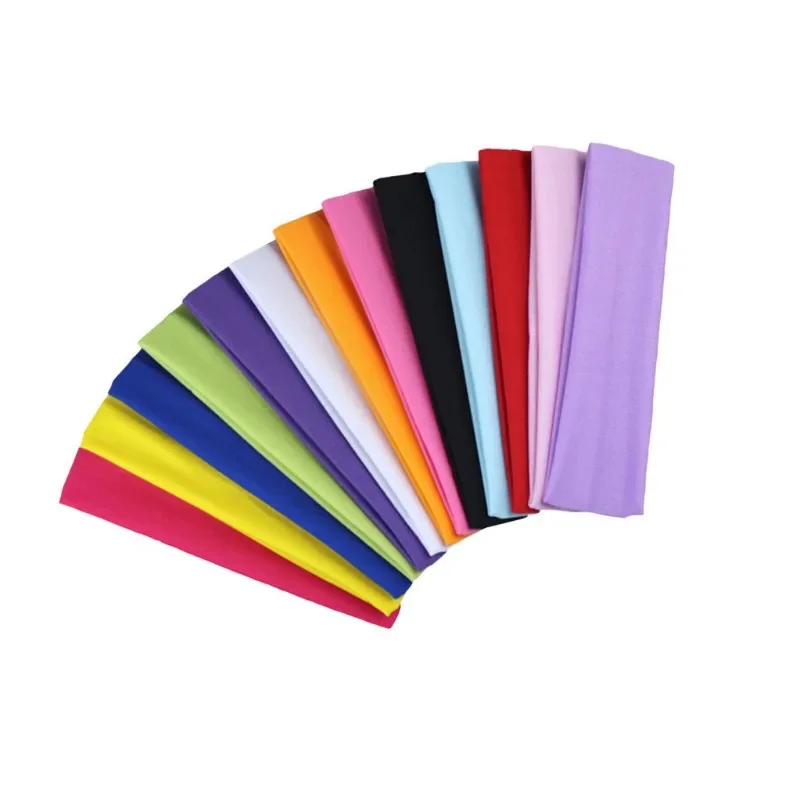 Solid Colour Elastic Sport Yoga Headbands Fashion Soft Elastic Polyester Sweatband Yoga Stretchy Headband for Women Man Girl