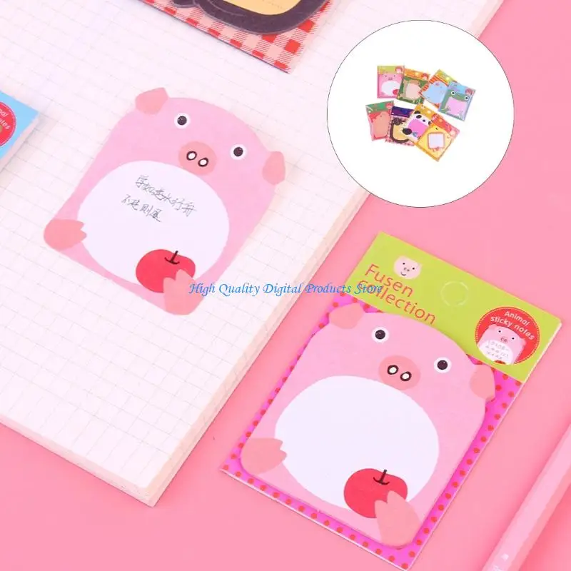 U2JE Desk Note with Animal Memo Pad Set of 10 with 20 Sheets, 80X53Mm Compacts Reminder Note for Office Messages and Study