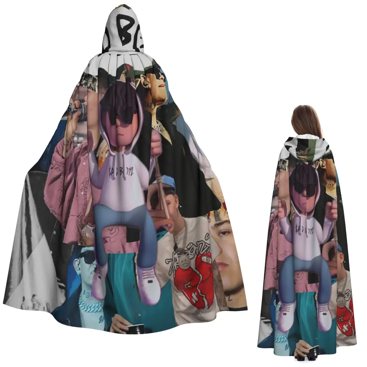

Junior H Merch Sad Boyz длинный плащ с капюшоном ведьма средневековый костюм накидка для косплея Хэллоуин вечеринка для взрослых унисекс
