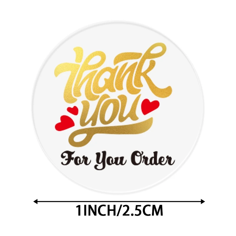 Multiple Transparent Gold Foil Thank You For Your Order Sticker Clear Seal Labels for Small Business Package Gift Envelope Decor