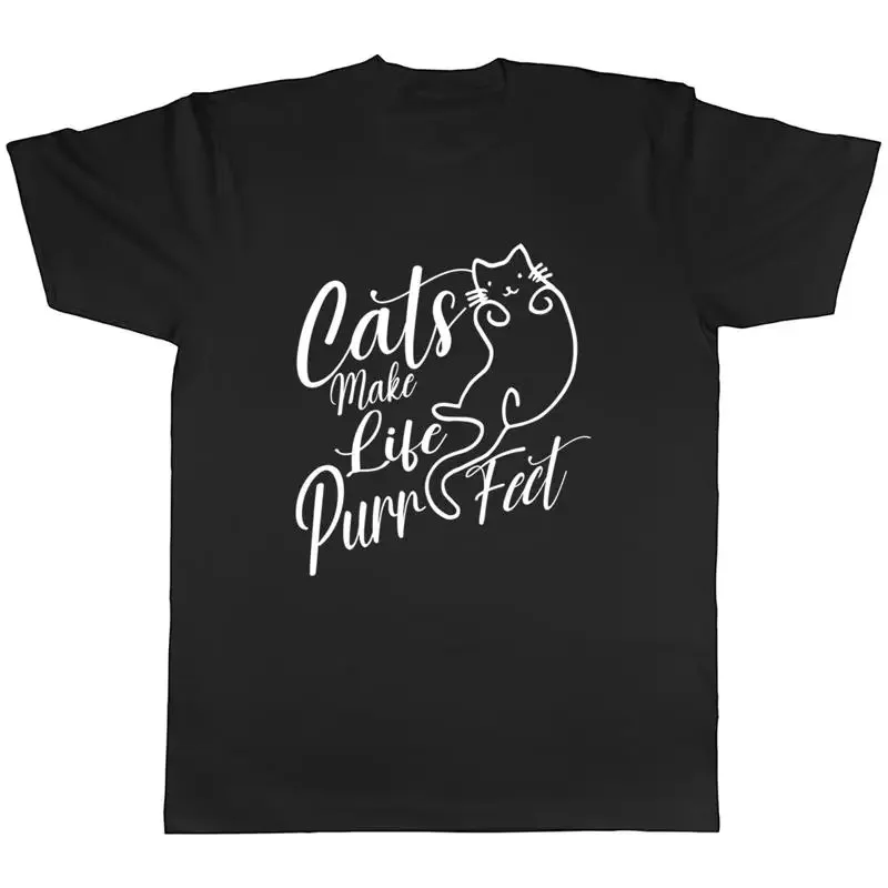 

Funny Cats Mens T-Shirt Cats Make life Purrfect Unisex Tee Gift