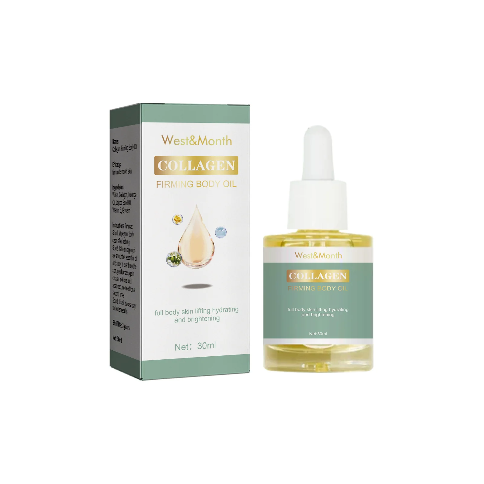 Collagen Firming Body Oil Lifting Tightening Breast Buttock Shaping Anti Cellulite Repair Belly Slim Down Massage Care Oil 30ml