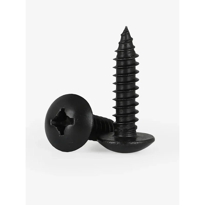 

M2.2-M4.8 Black 304 Stainless Steel Truss Head Self Tapping Screws / Phillips Mushroom Head Drilling Screws