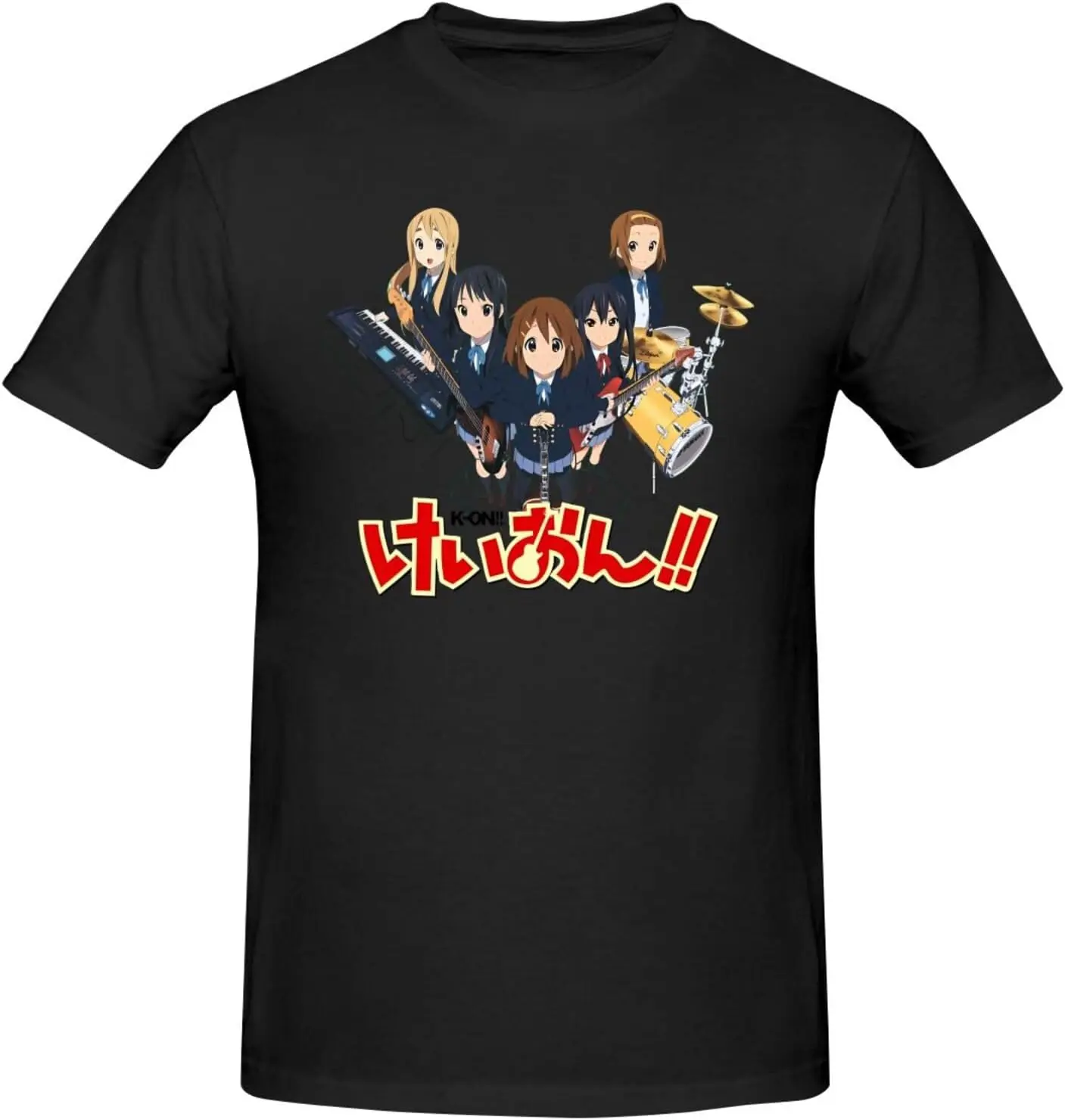 K-On!S Shirt Men's Personalised Short Sleeve T Shirt Fashion Graphic Tees Cool Casual Tops Black