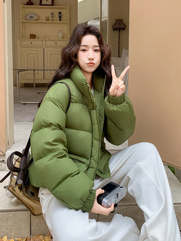 

een ort Puffer Jaet Women's Winter Faion Sli Warm 90 White Du down Coat Stand Collar Casual Loose Fit Thermal