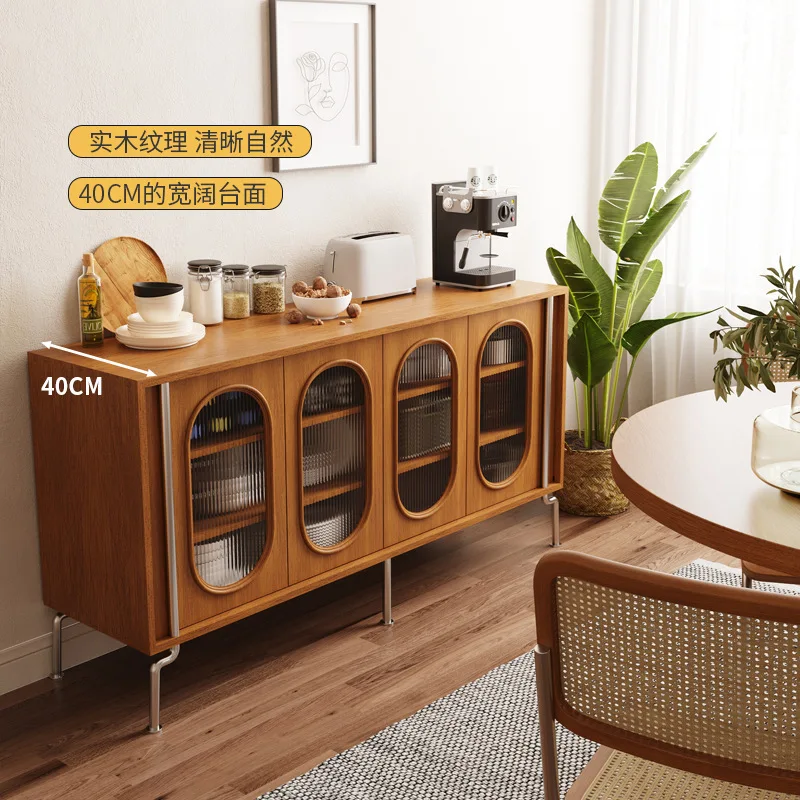 Armário de cozinha nórdico, armário lateral de aço inoxidável, pequeno apartamento, restaurante, armazenamento, casa de família, armário criativo, madeira sólida