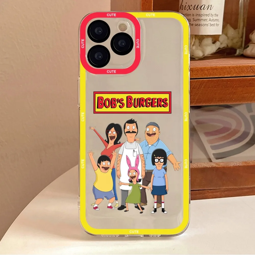 Cartoon Burgers Bobs  Phone Case For iPhone 11 12 Mini 13 14 Pro Max Transparent Shell