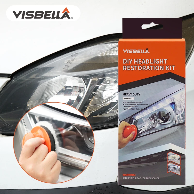 Visbella Car Headlight Restoration Kit Taillight Polishing Rear Light Scratch Manual Remover Tool Anti-Oxidation for Auto Lights