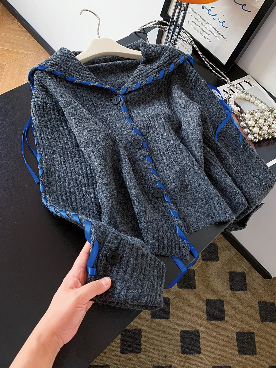 

Ladies Pink Knitted Sweater V-Ne Loose Fit Autumn Winter Sle Soft Cozy Camere Open Cardigan Slimming Outerwear