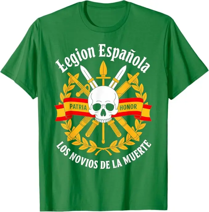 Spanish Legion Bride and Groom Death Military Homeland Honor Spain T-Shirt Short Sleeve Casual 100% Cotton Shirt