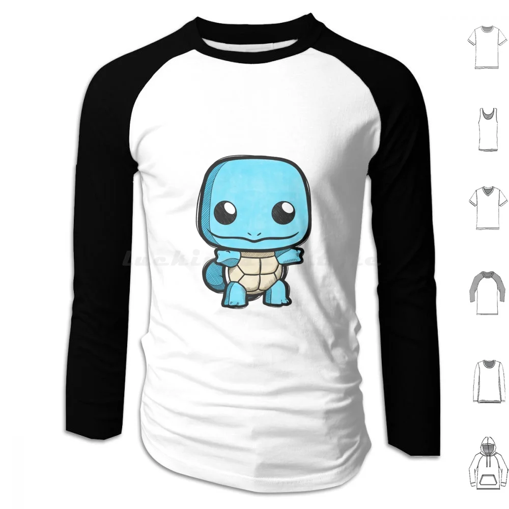 Blue Turtle Hoodie cotton Long Sleeve Monsters Cute Pop Sleeve Anime Comics Nerd Geek Videogames Gamer Gaming