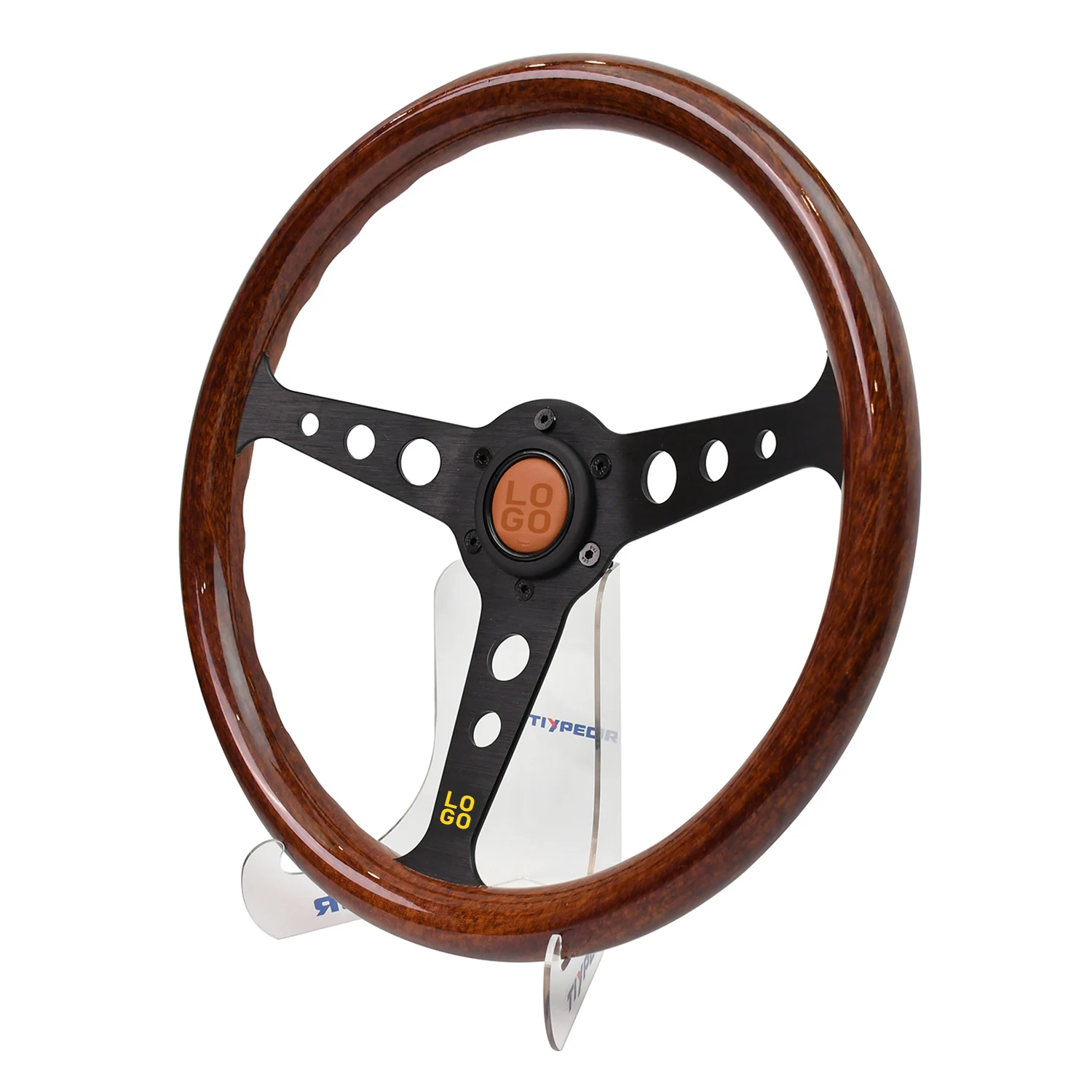 

14 Inch Classic Copy Wood Steering Wheel 350mm Abs Aluminum Alloy Car Modified Auto Parts Retro Universal Racing Steering Wheel