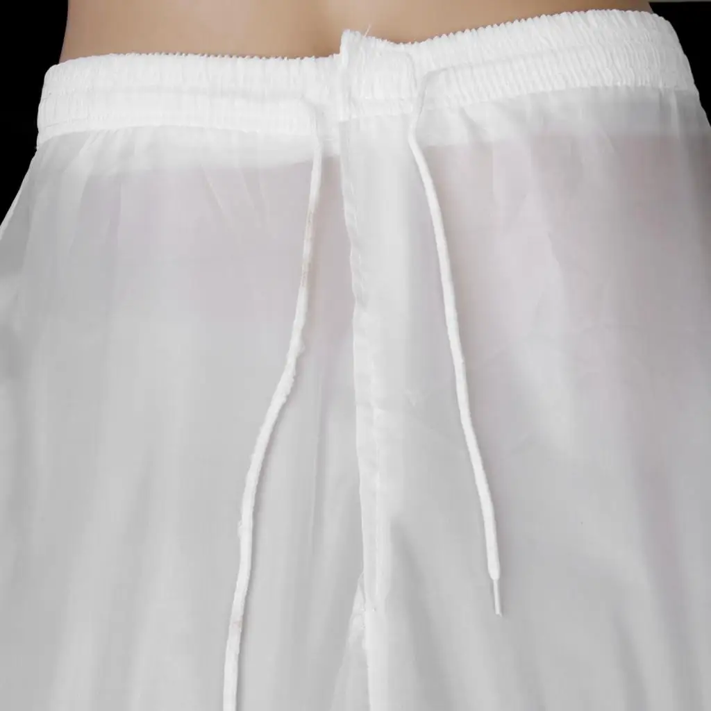 Foldable 6 Hoop Crinoline Petticoat Elastic Waist Ball Gown Underskirt for Wedding Bridal Dress White Nylon
