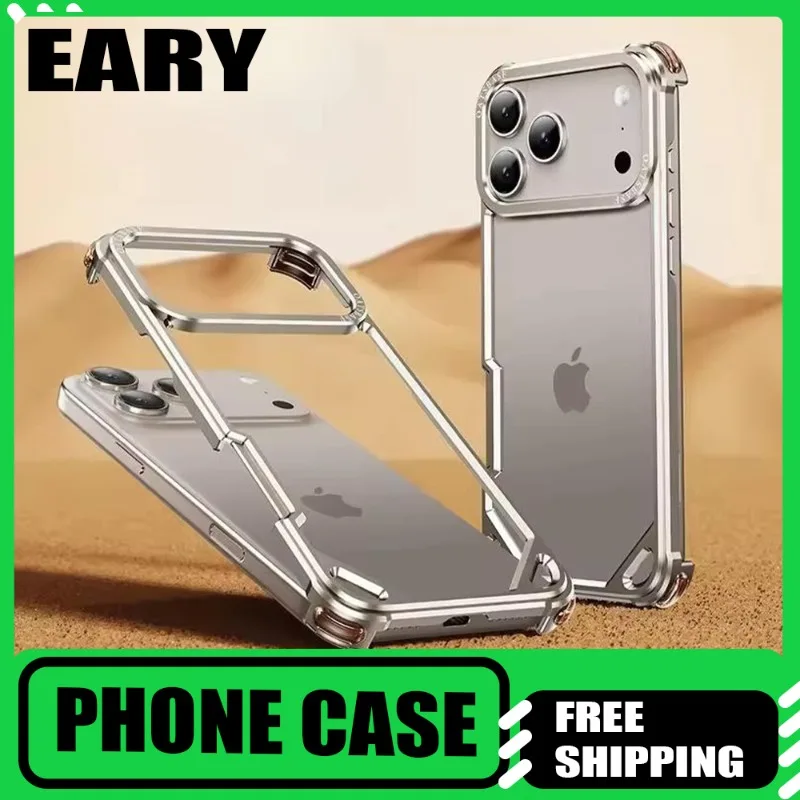 

Безрамный чехол EARY для iPhone 17, 16, 15, Pro Max, металлический противоударный защитный чехол Magsafe для телефона, противоударный чехол из алюминиевого сплава