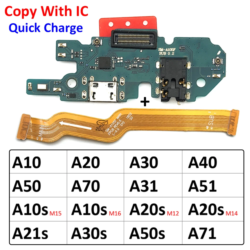 Do Samsung A10 A20 A30 A50 A70 A31 A51 A71 A10s A20s A21s A30s A50s Ładowarka USB Złącze portu ładowania Główny kabel elastyczny