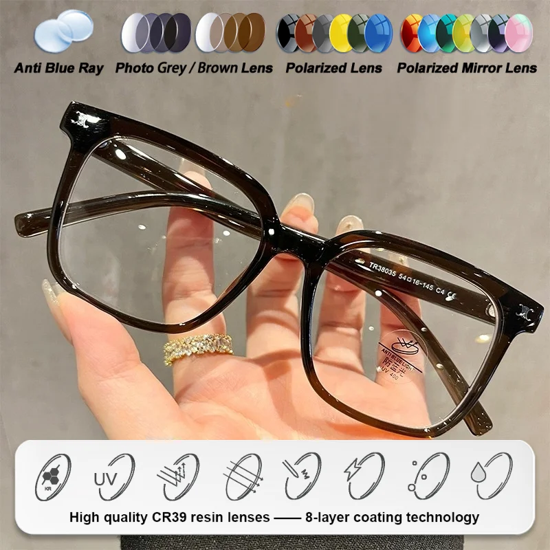 CLLOIO تصميم جديد مربع تصميم قصر النظر النظارات الطبية النساء إطار كبير الحجم مكافحة الضوء الأزرق نظارات القراءة التقدمية #2