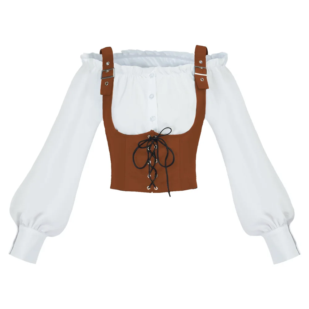 retro-western-style-women-blouse-suede-vest-splicing-long-sleeve-cropped-top-corset-tee-shirts-oktoberfest-halloween-costume