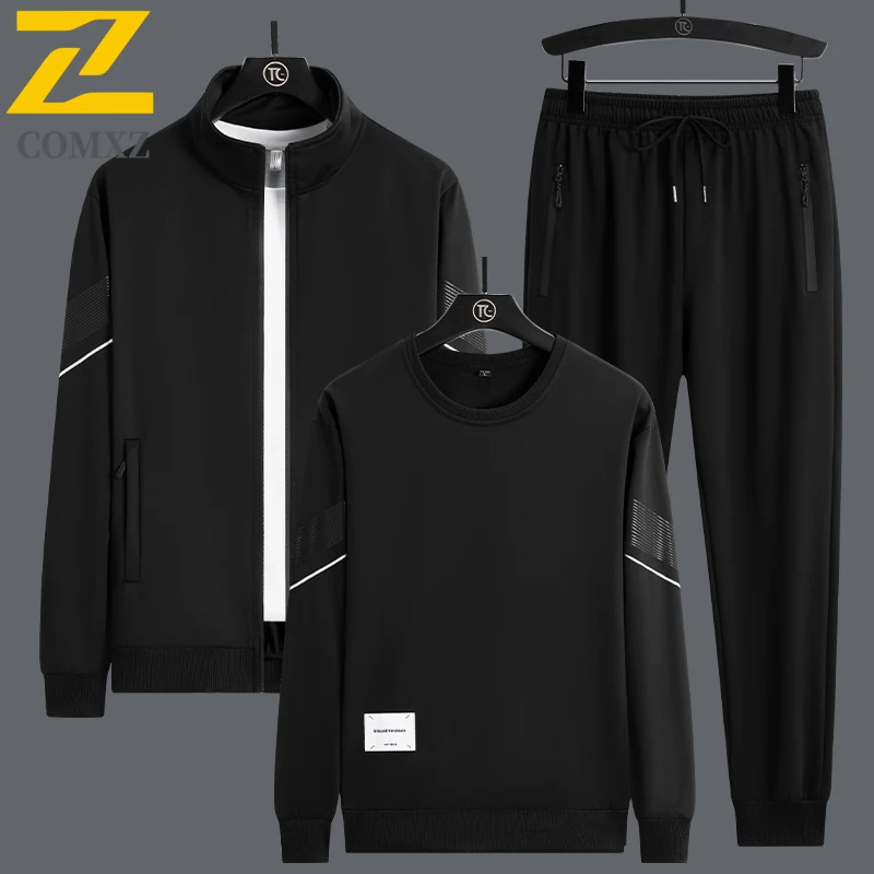 2025 New Autumn Men Sets Casual Sporting Suit Jacket+sweatshirt+Trousers Tracksuit 3 piece Set Plus Size Men's Clothing hoodies