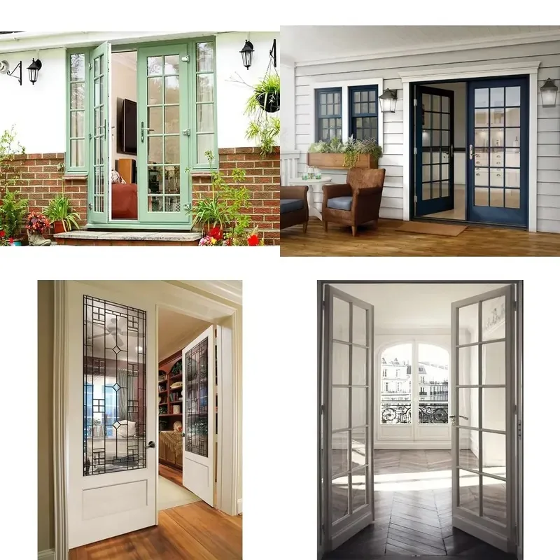 European Style French Double Door High Quality Aluminum Frame Glass Door for Residential and Commercial Use