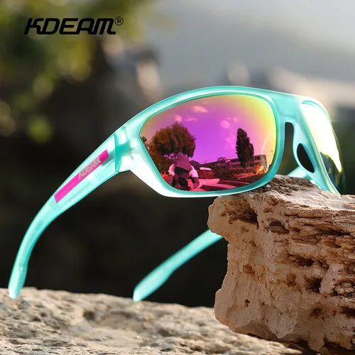 Imagen 2 del producto Kdeam 2025 gafas de sol polarizadas para hombres y mujeres moda Unisex marca TR90 gafas al aire libre para pesca espejo de conducción lente negra