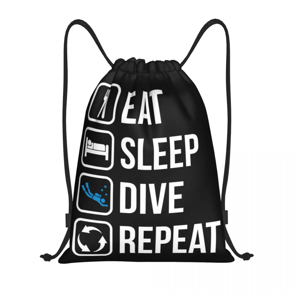 

Eat Sleep Scuba Dive Repeat Drawstring Backpack Bags Women Men Lightweight Diving Diving Gym Sports Sackpack Sacks for Shopping