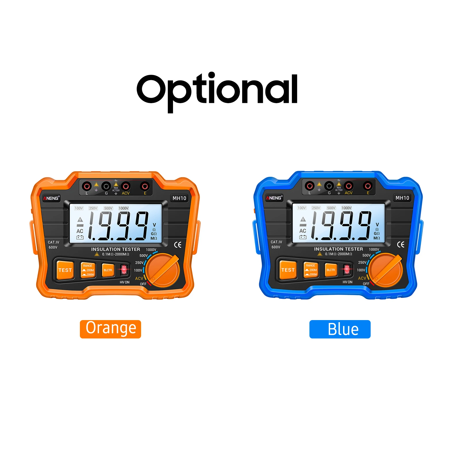 ANENG MH10 Digitales Megohmmeter, Isolationswiderstandstester, 100 V/250 V/1000 V, Voltmeter, LCD-Display, Multimeter