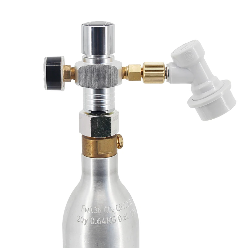 CO2 Mini Gas Regulator 0 - 60psi with Tr21*4 Adapter CO2 Charger TR21*4 3/8-20UNF Keg Charger Beer Kegerator