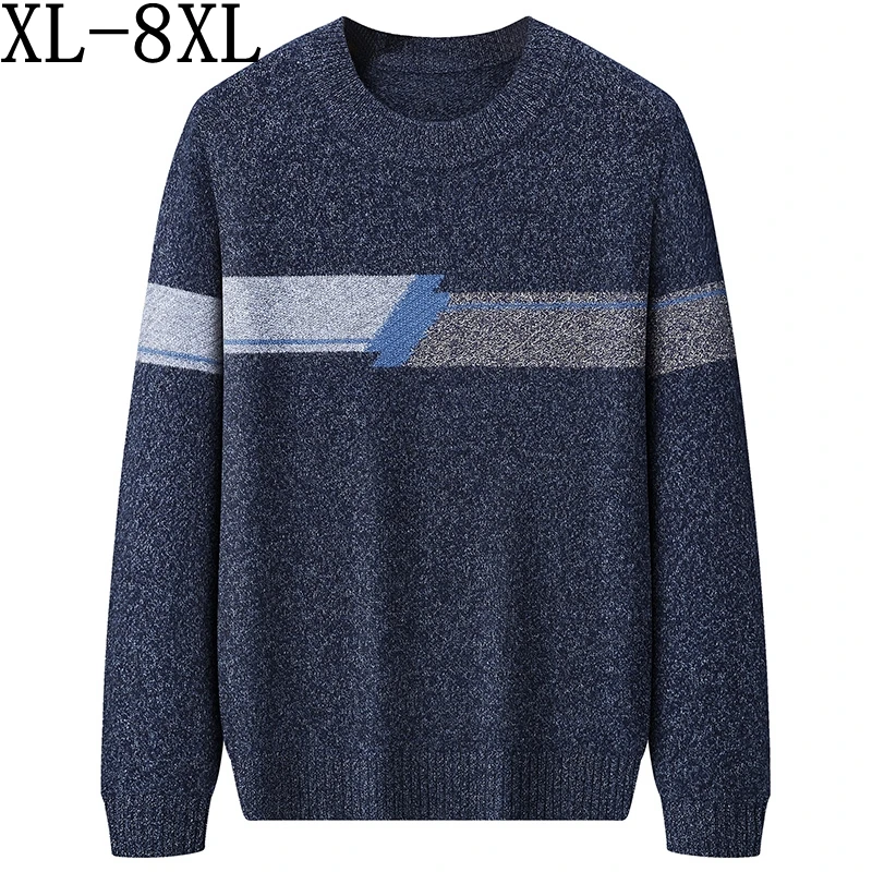 

8XL 7XL 6XL New Fall Winter High End Luxury 100% Wool Sweater Men Soft Warm Mens Sweaters Thermal Pull Homme Casual Pullover Man