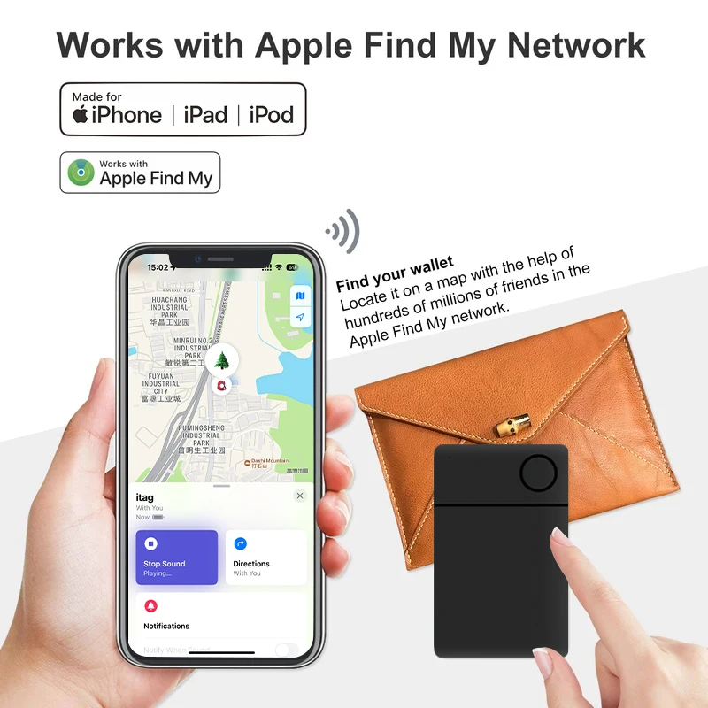 Smart Card Tracker GPS Position Locator Karten finder Brieftasche Key Tracker Wireless Bluetooth Tag funktioniert mit iOS iPhone iPad finden meine