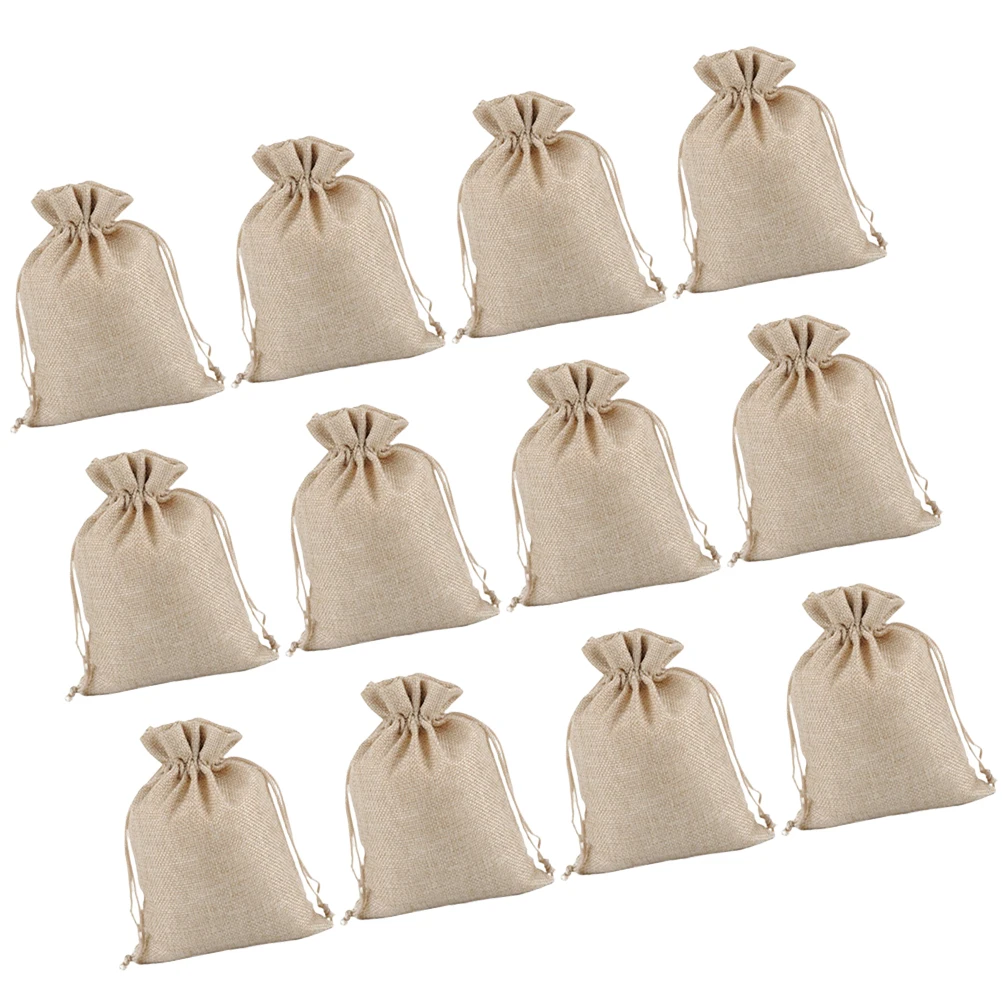 

20PCS Linen Storage Bag Burlap Drawstring Flax Party Gift Wrapping Bags Large Capacity Durable Material Wedding Decor