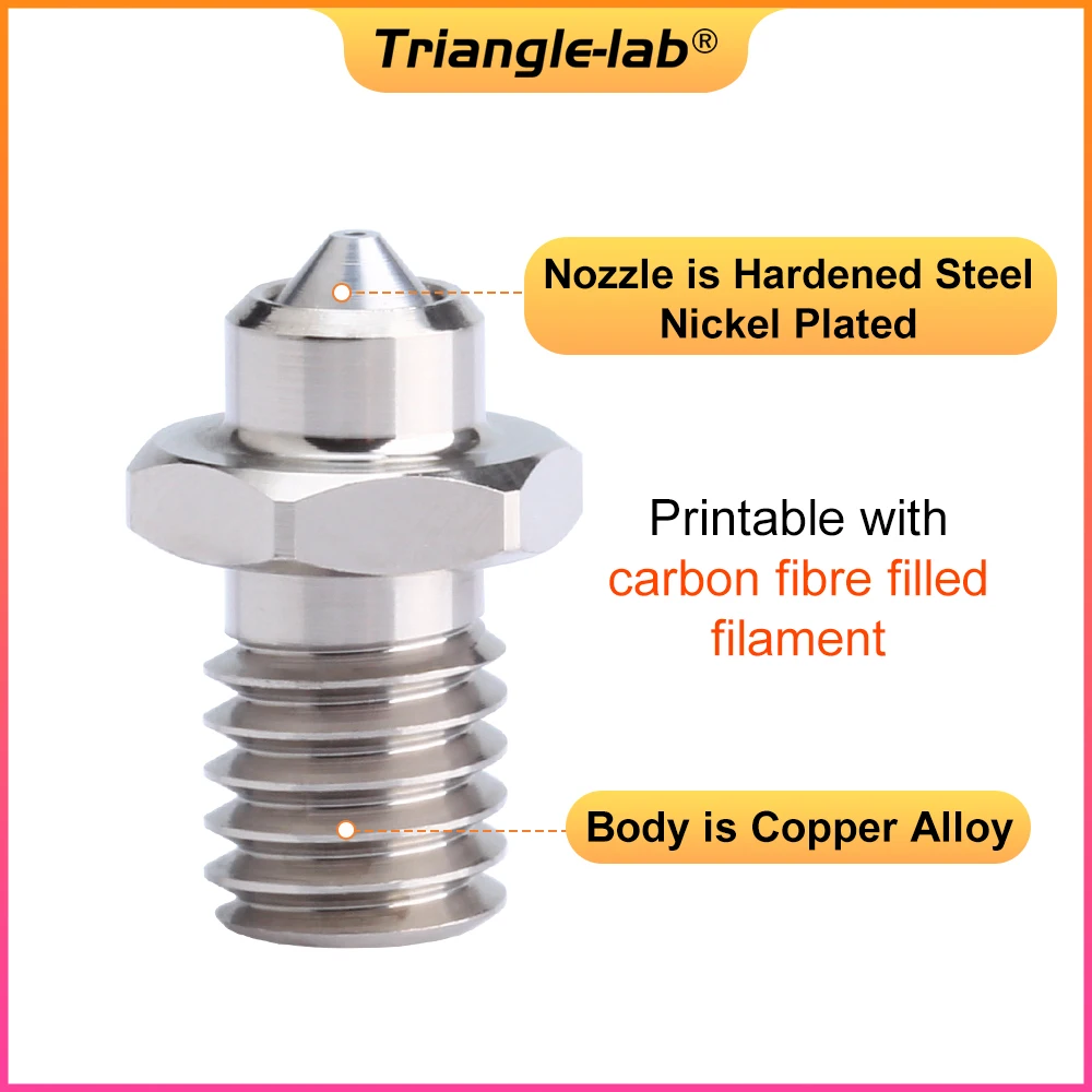 Trianglelab DLCV6 Nozzle Hardened Steel Copper Alloy High Temperature Wear Resistant for V6 Hotend TD6 MATRIX DRAGON 3d Printer