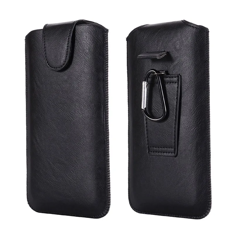 Universal Holster Belt Phone Case Smart Phones Leather Ultra-thin Waist Bag Business Mobile Phone Bag Portable Skin Clutch Pouch