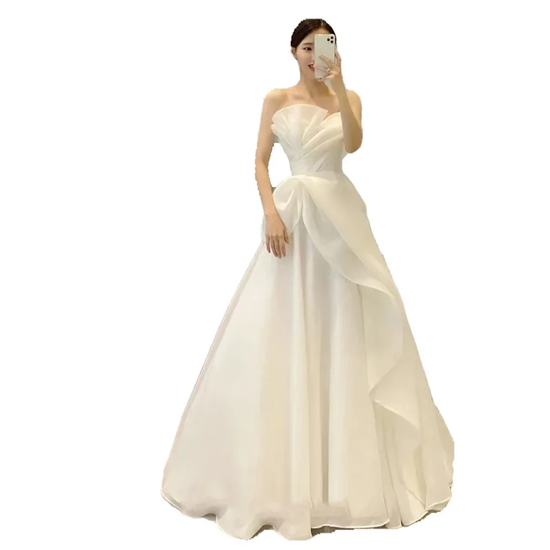 Robe de soirée de mariage pour femmes, Sexy, épaules dénudées, coupe trapèze, robe Maxi demoiselle d'honneur, vêtements à la mode pour femmes