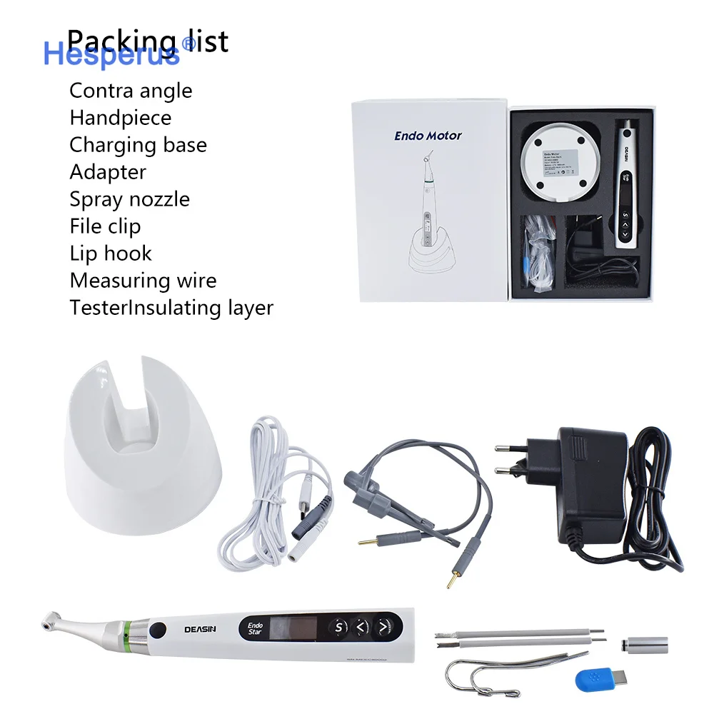 Motor Endo Gigi 2 in 1 dengan Apex Locator Nirkabel untuk Perawatan Endodontik, Motor Endo LED dengan Kepala Mini Contra Angle 6:1