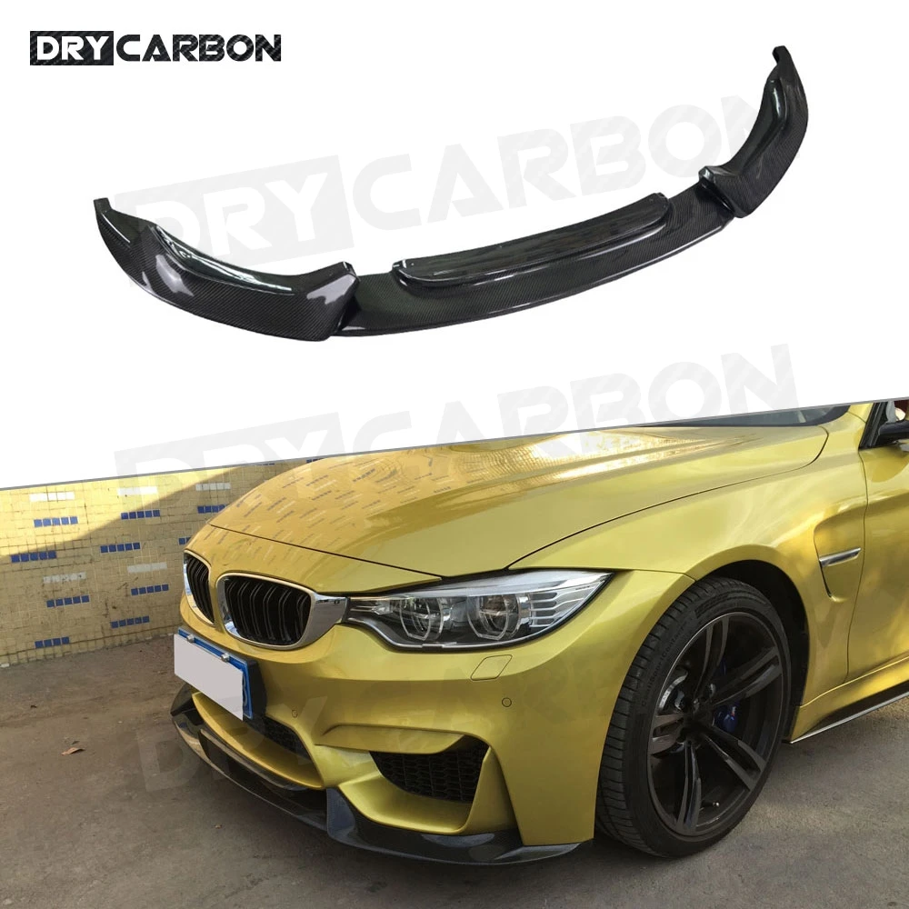 Carbon Fiber Front bumper Lip Spoiler V Style for BMW 3 Series F80 M3 4 Series F82 F83 M4 2014-2018 FRP Head Shovel