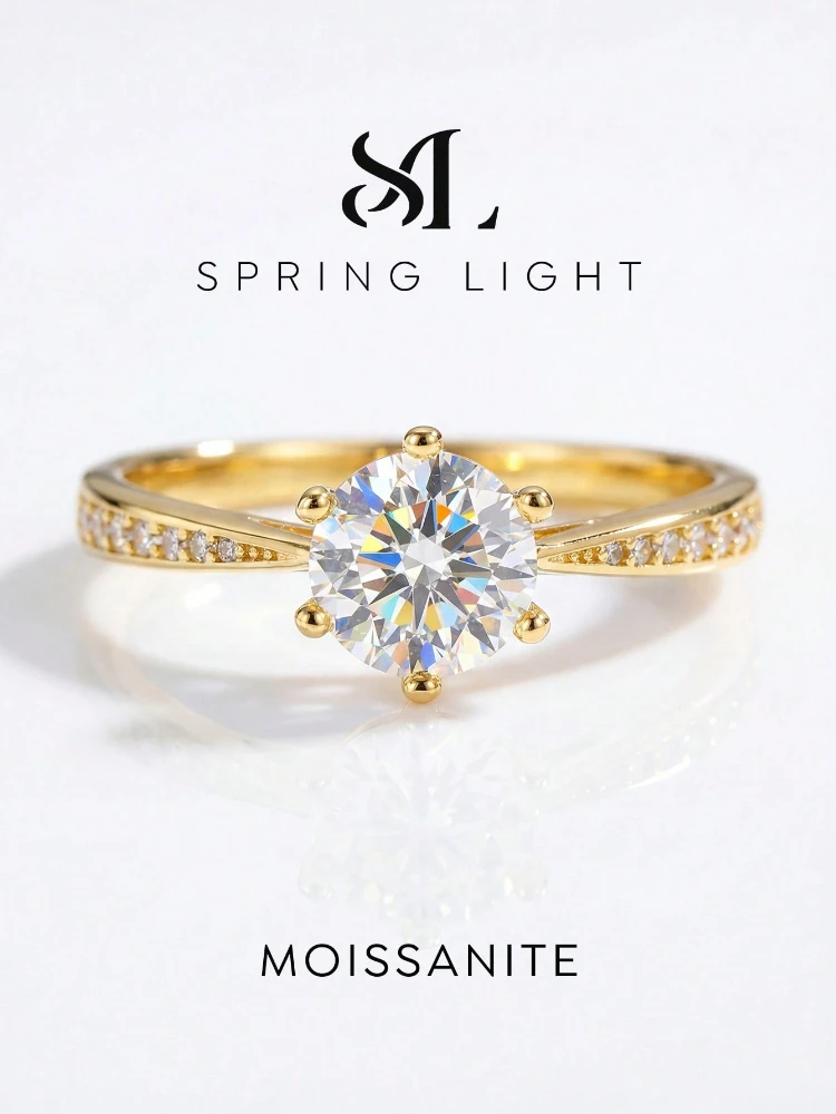 Echter 1CT Moissanit-Diamantring für Damen, Hochzeit, Verlobung, 925er Sterlingsilber, originaler luxuriöser Edelstein-Feinschmuck