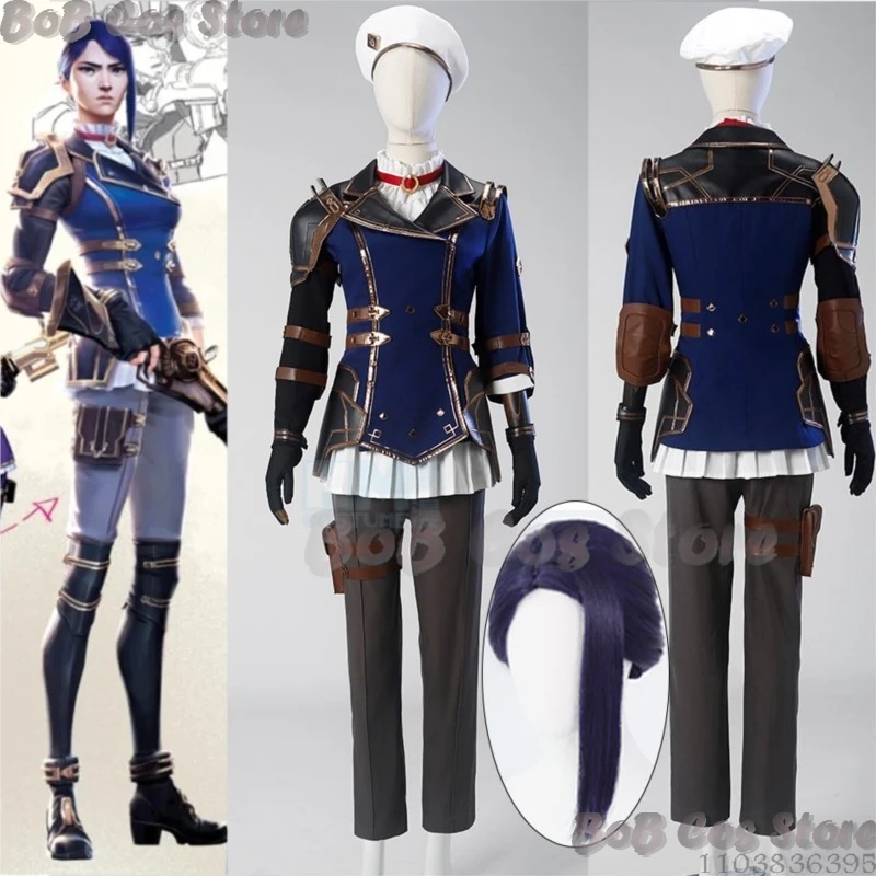 Commander Caitlyn Kiramman Arance Anime Cosplay Costume Prop Wig Full Set Women Holloween Game LOL League of Legends Customized