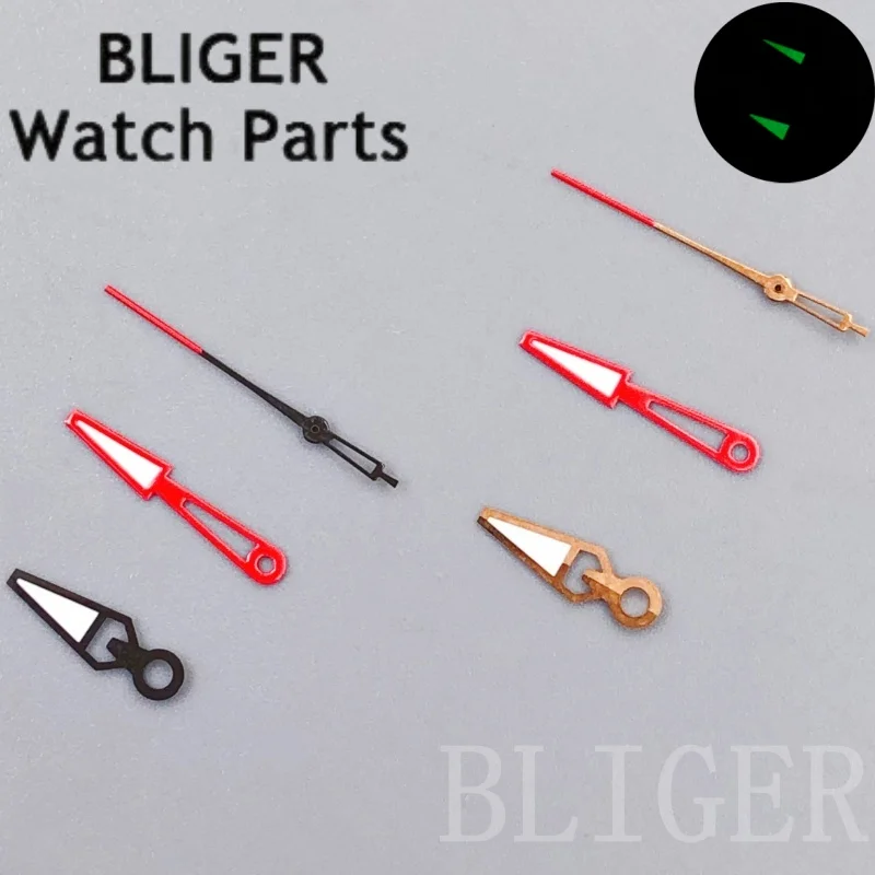 BLIGER NH35 Jam Tangan Berongga Rose Gold Hitam Merah Jarum Bercahaya untuk NH35 NH36 ETA2824 PT5000 Jam Tangan Pergerakan Aksesori Tangan